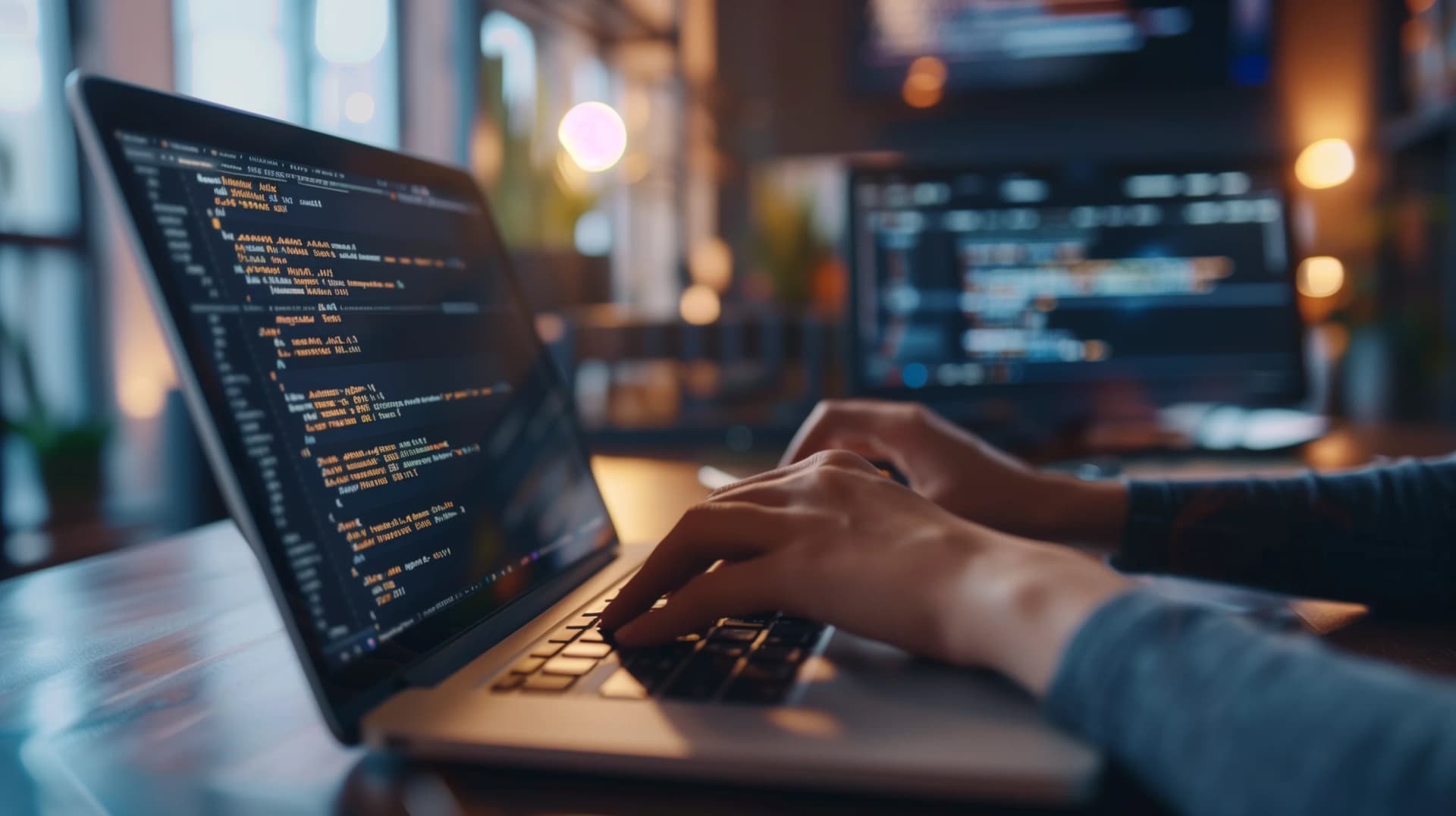 Professioneller Webentwickler arbeitet an modernem Laptop mit Next.js und React